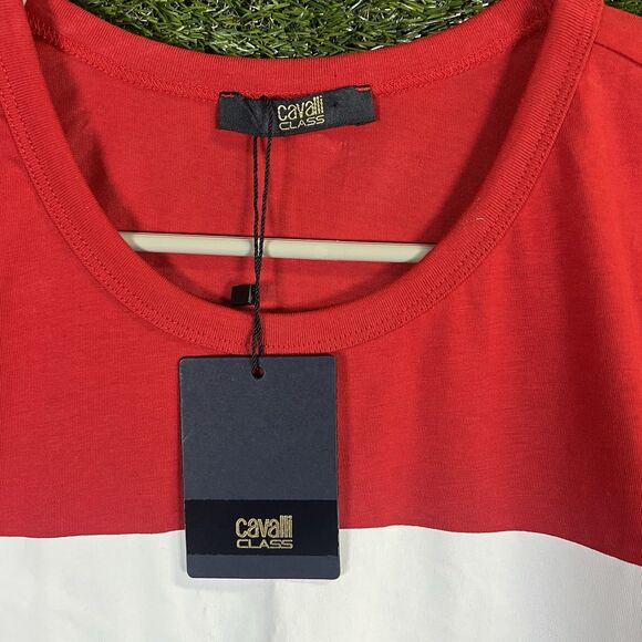 NWT Cavalli Class Men’s L T-Shirt Designer Red Logo T-Shirt Men’s OXT61M JD060 - Picture 2 of 9
